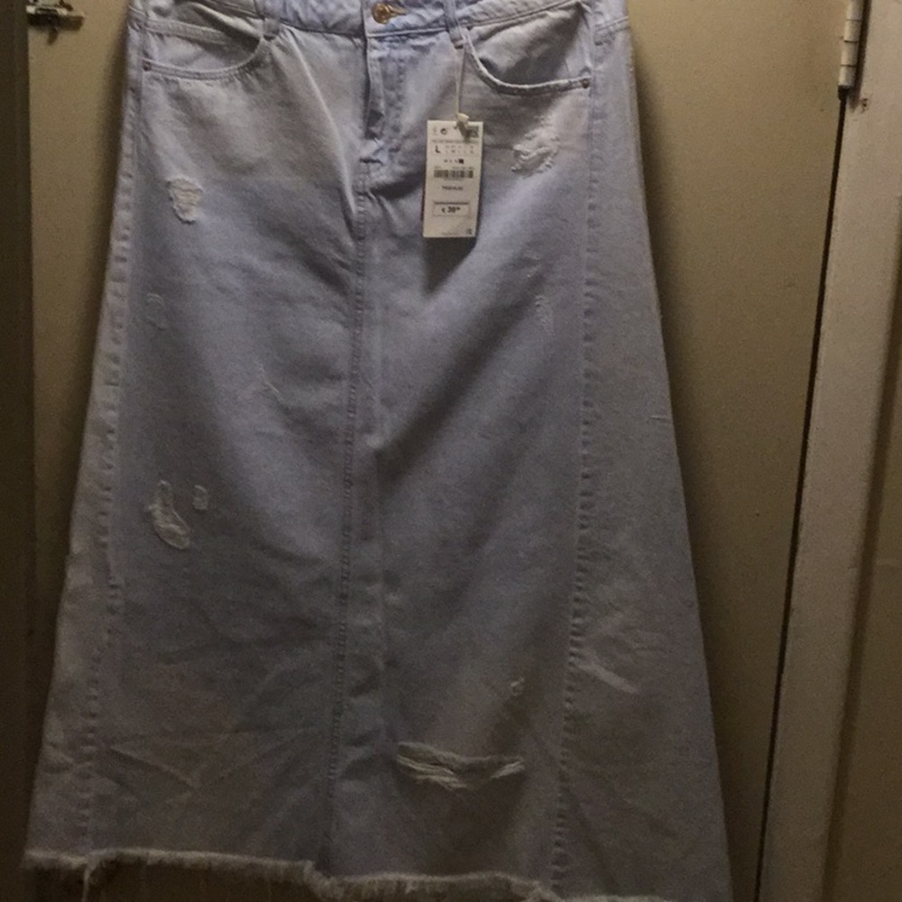 Light blue denim skirt